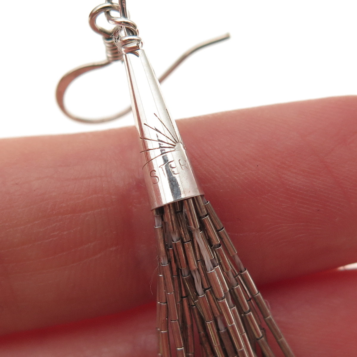 Sunrise Old Pawn 925 Sterling Vintage Southwestern Liquid Chain Dangle Earrings