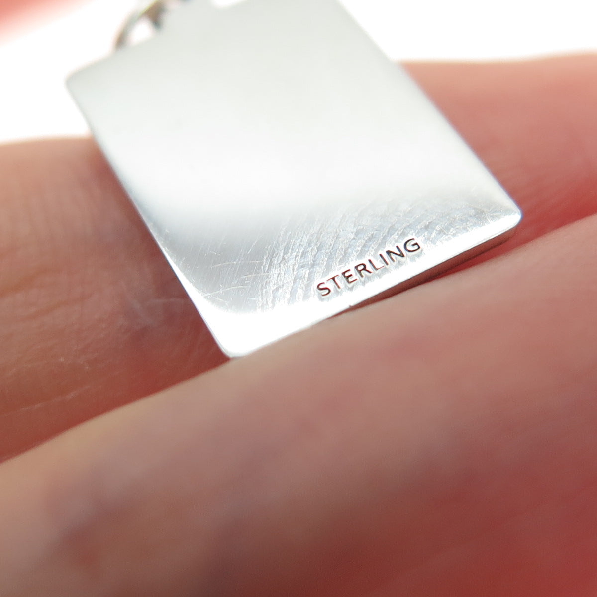 925 Sterling Red Enamel Status Independently Owned & Operated Minimalist Pendant