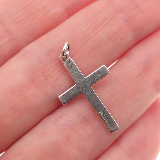 925 Sterling Silver Antique Art Deco Engraved Floral Cross Charm Pendant