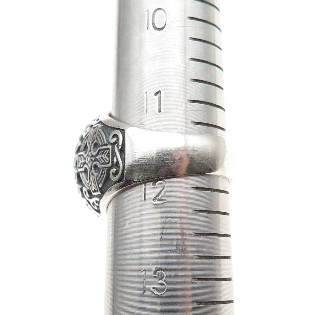 Secretium 925 Sterling Silver Vintage Saint Patrick Celtic Oxidized Ring Size 12