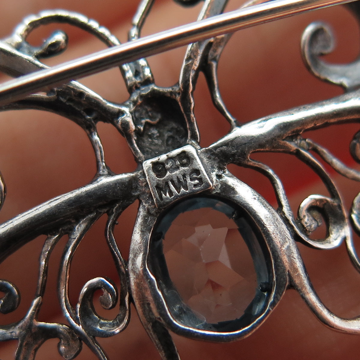 Mark Wasserman Samara Sterling Silver Vintage Real Blue Topaz Butterfly Brooch