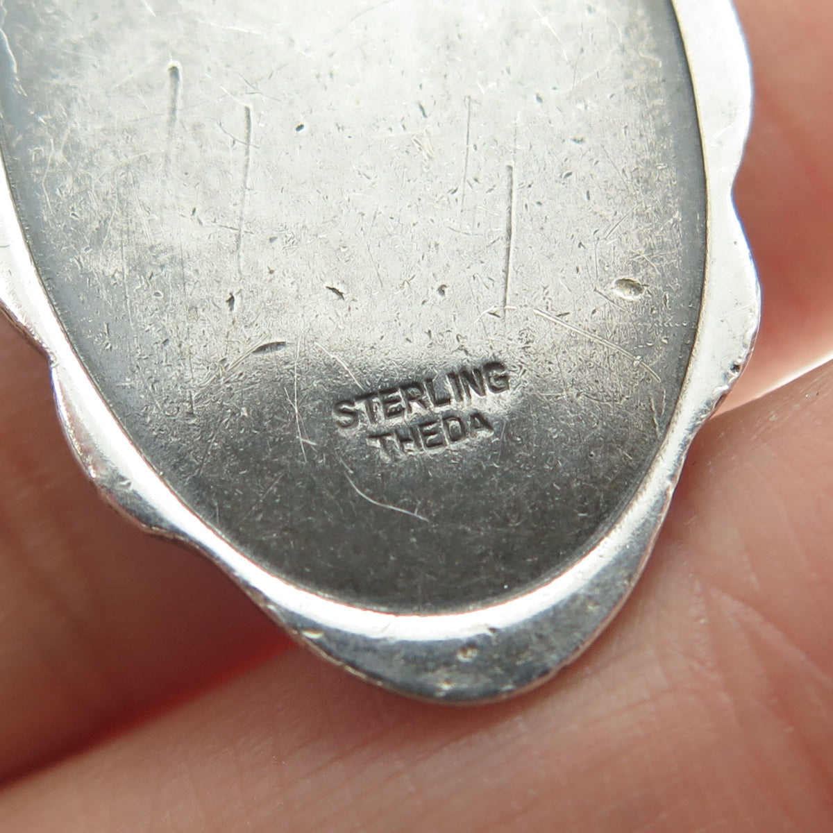 THEDA 925 Sterling Silver Antique Art Deco St. Christopher Religious Pendant