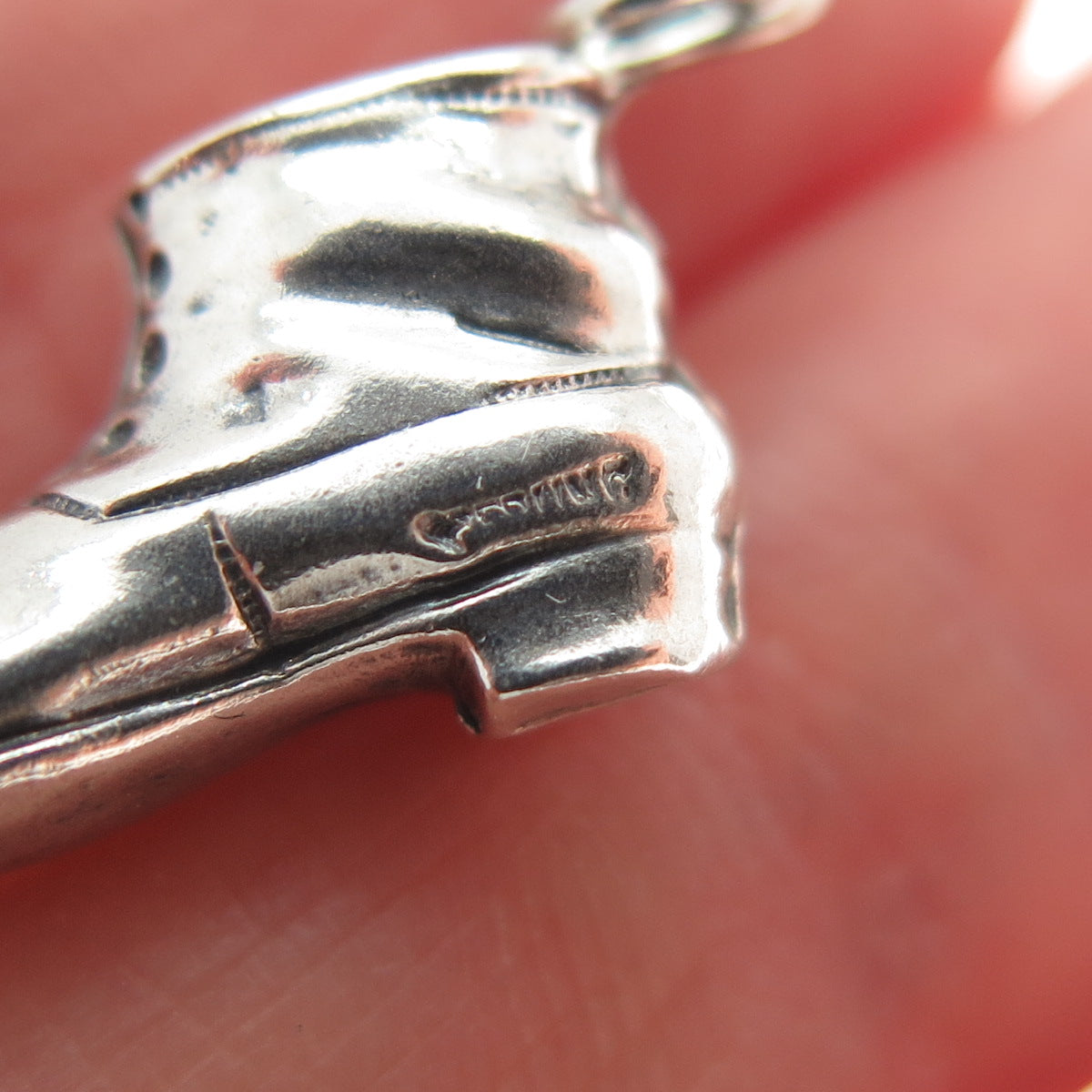 925 Sterling Silver Antique Art Deco Boot Shoe Minimalist 3D Charm Pendant
