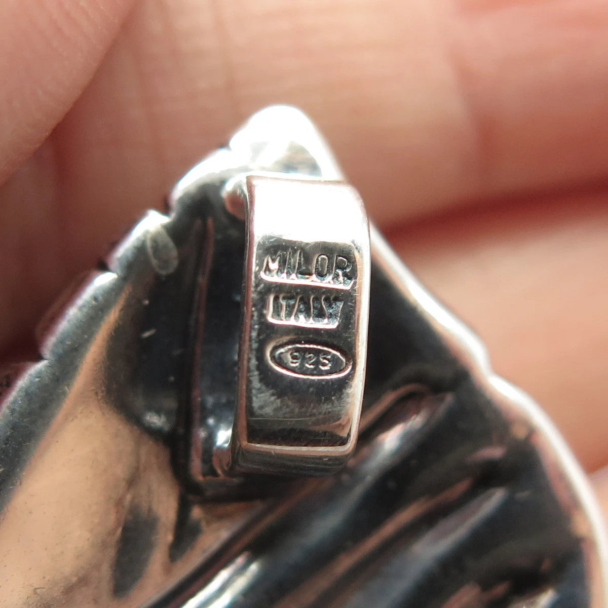 925 Sterling Silver Vintage Italy Milor Ribbed Pendant