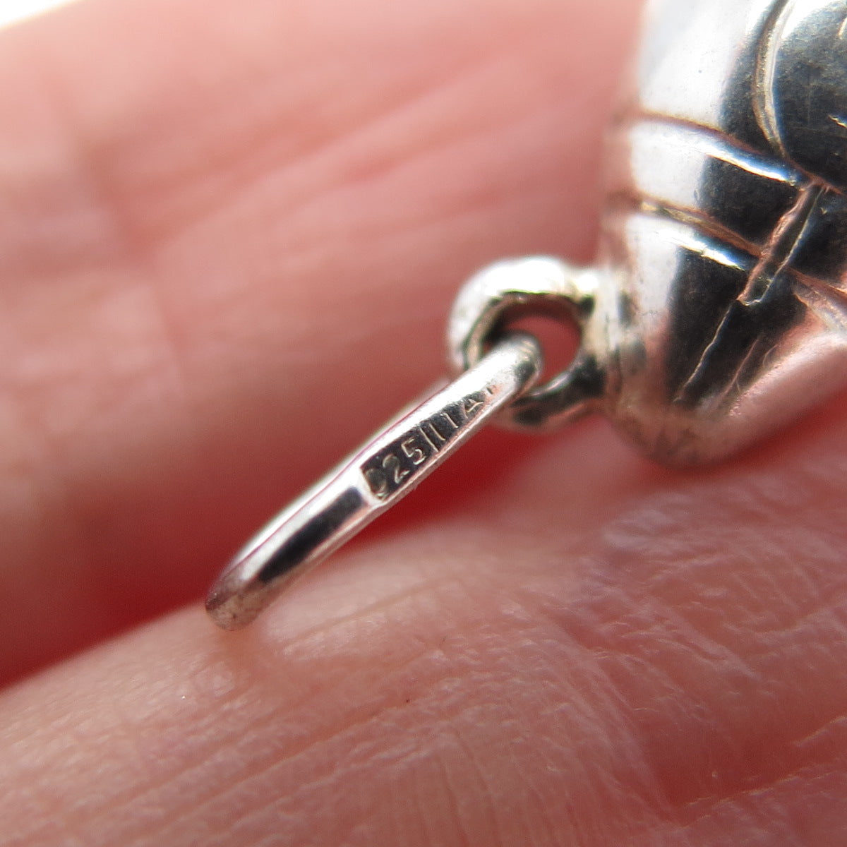 925 Sterling Silver Vintage Italy Football Ball Minimalist 3D Charm Pendant