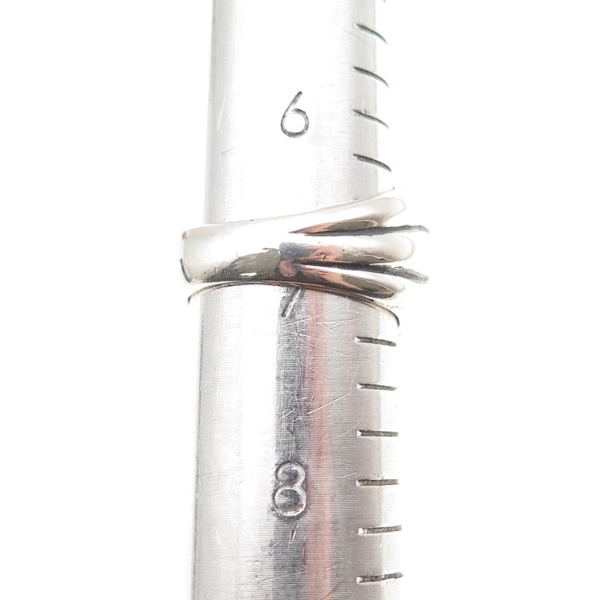 925 Sterling Silver Vintage Modernist Crisscross Oxidized Ring Size 7