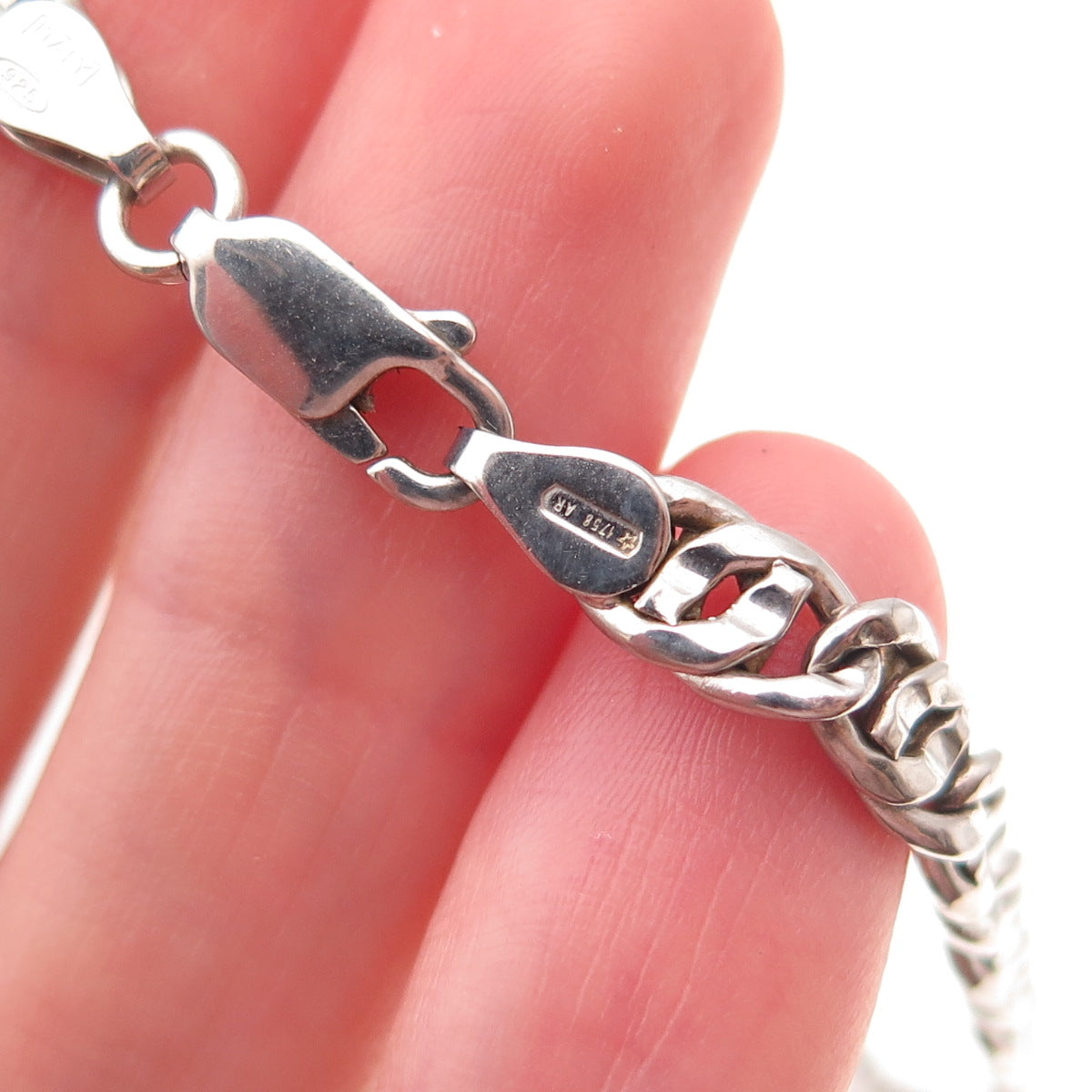 925 Sterling Silver Vintage Italy Double Cuban Link Bracelet 7.5"