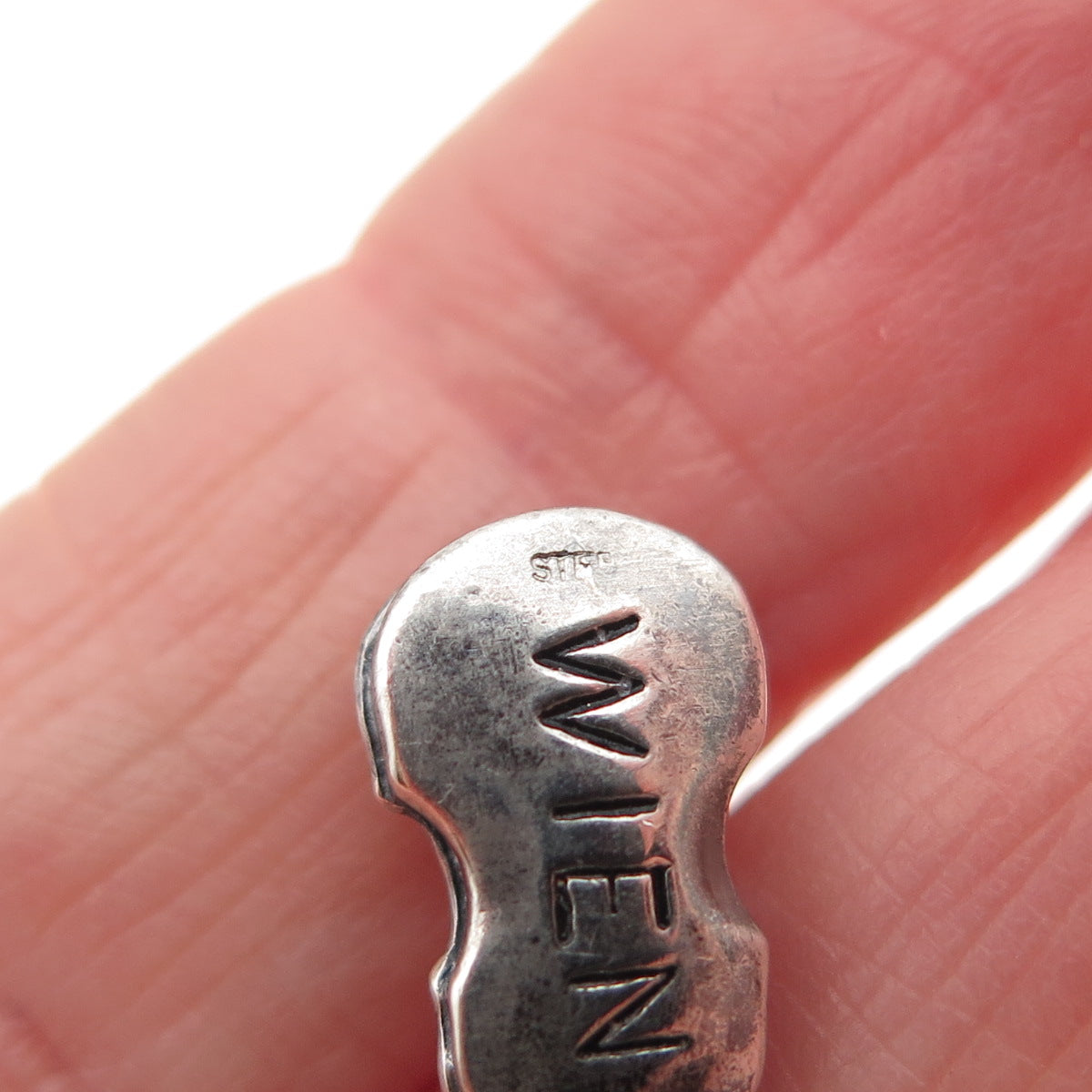 925 Sterling Silver Vintage Wien Violin Oxidized 3D Mini Charm Pendant