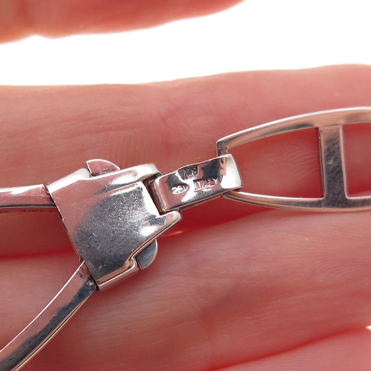 925 Sterling Silver Vintage Italy Oval Tag Key Chain Fob Holder
