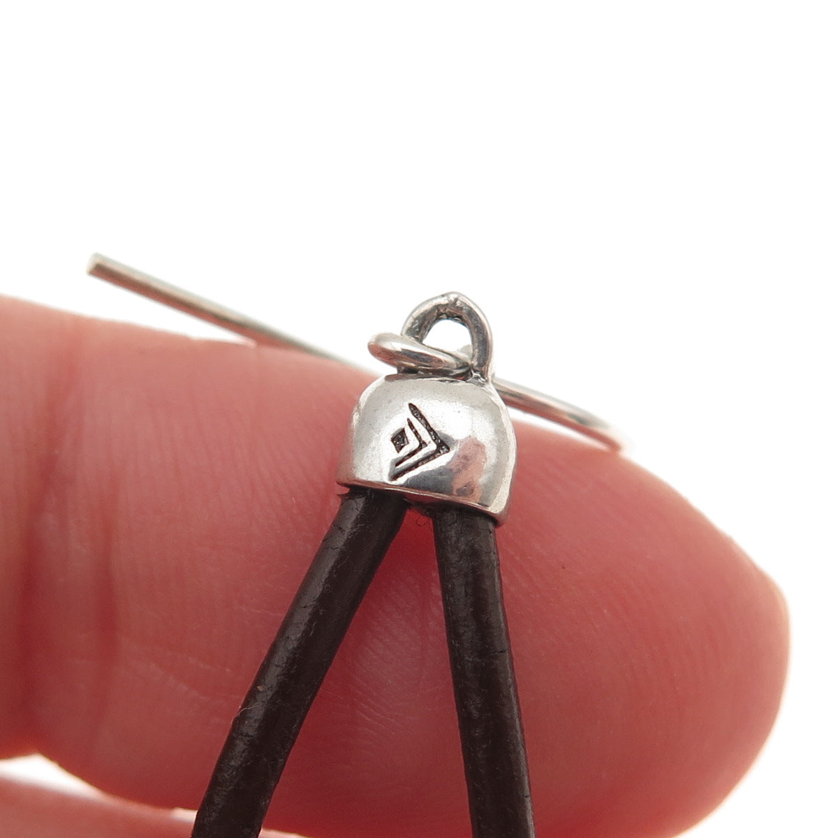 Silpada 925 Sterling Silver Vintage Brown Leather Prairie Girl Disc Earrings
