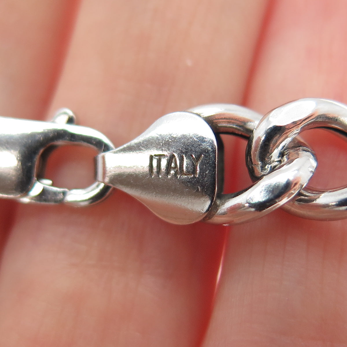 925 Sterling Silver Vintage Italy Figaro Link Bracelet 8.5"