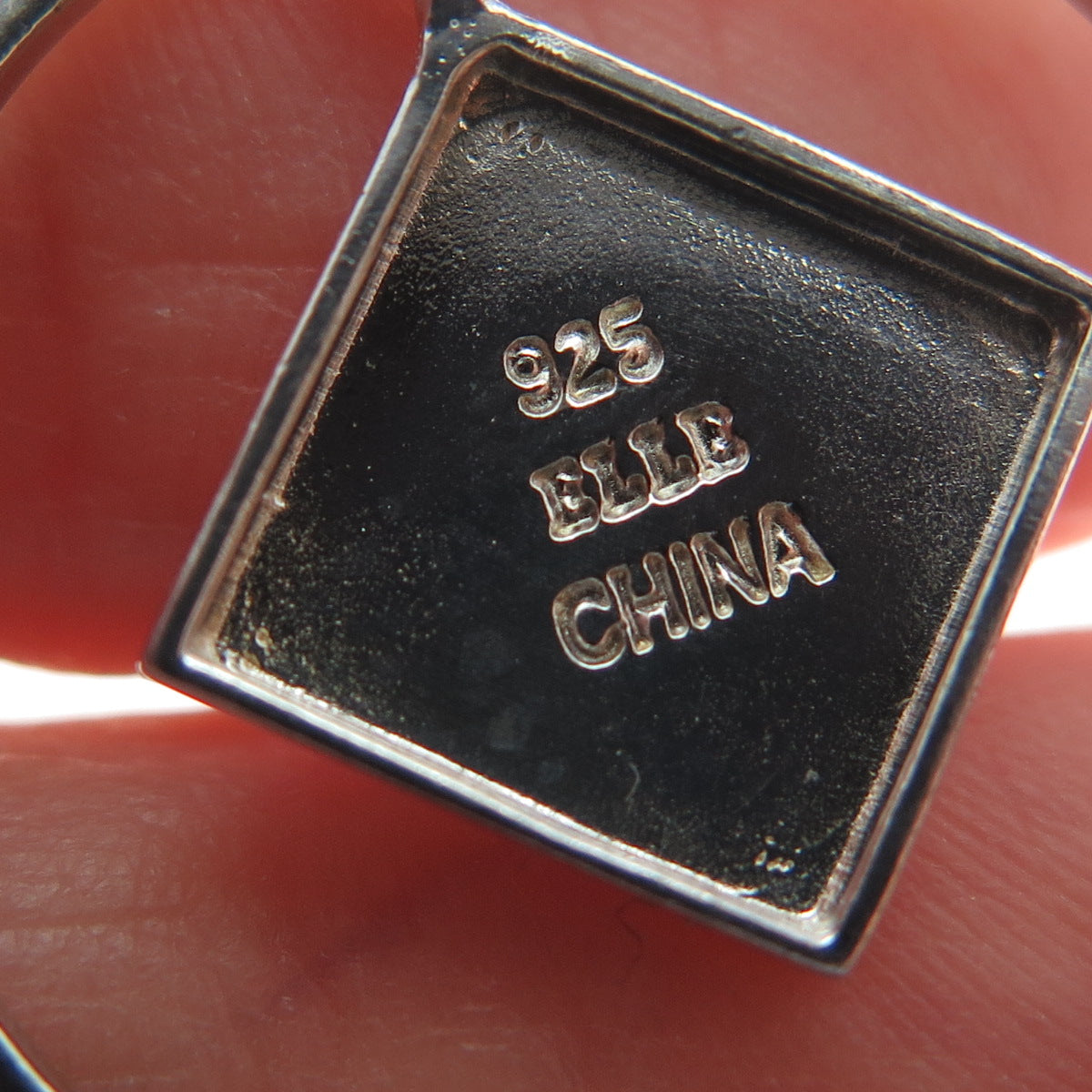 ELLE 925 Sterling Silver Vintage Real Ruby Gem Modernist Geometric Pendant