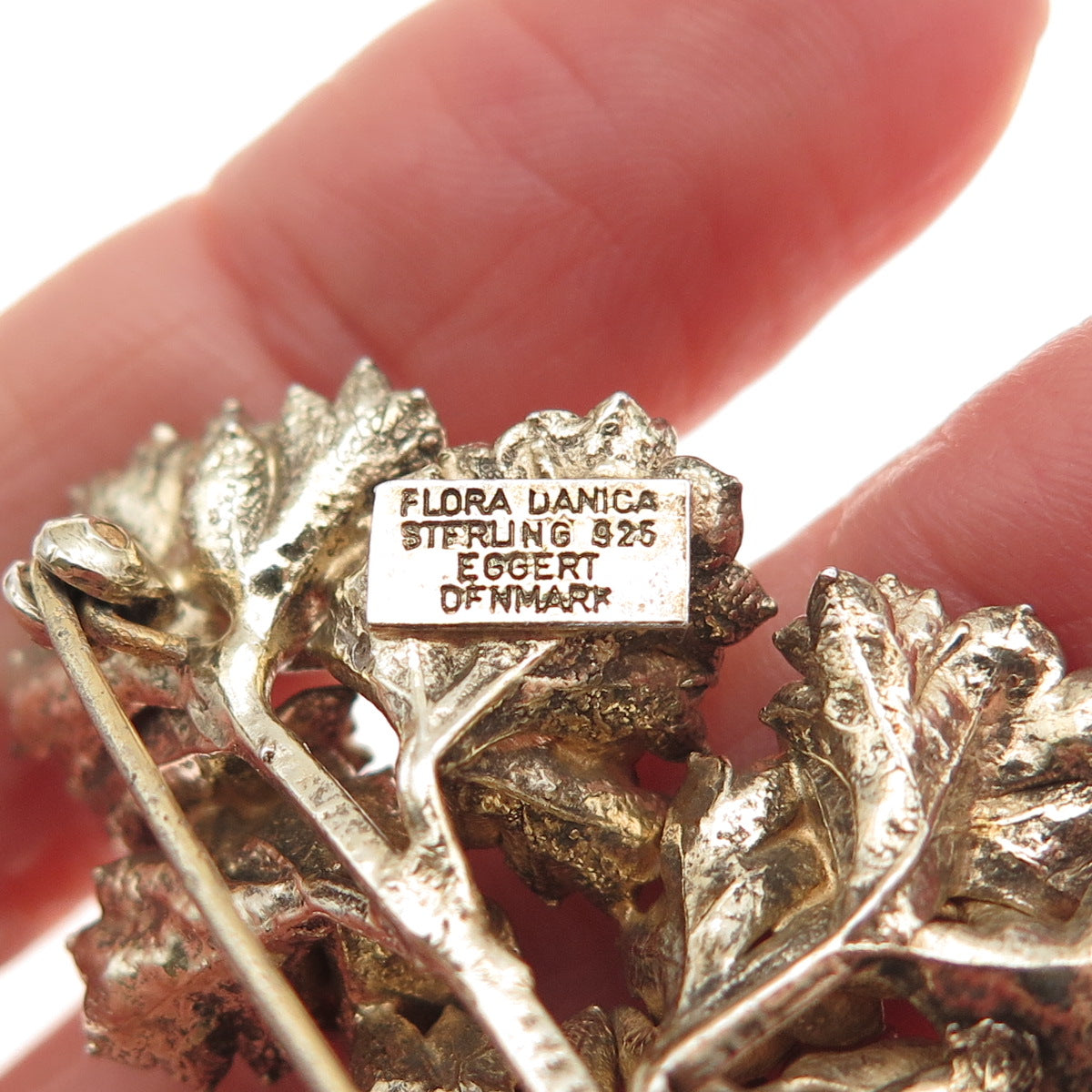 Eggert 925 Sterling Silver Gold Plated Vintage Denmark Flora Danica Pin Brooch