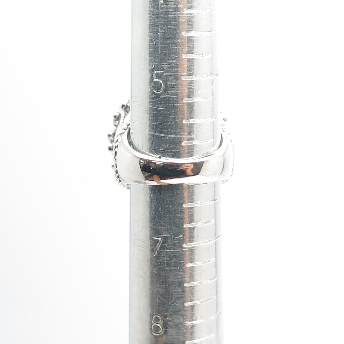 925 Sterling Silver Real Doublet Abalone Shell Floral Wide Ring Size 6.25