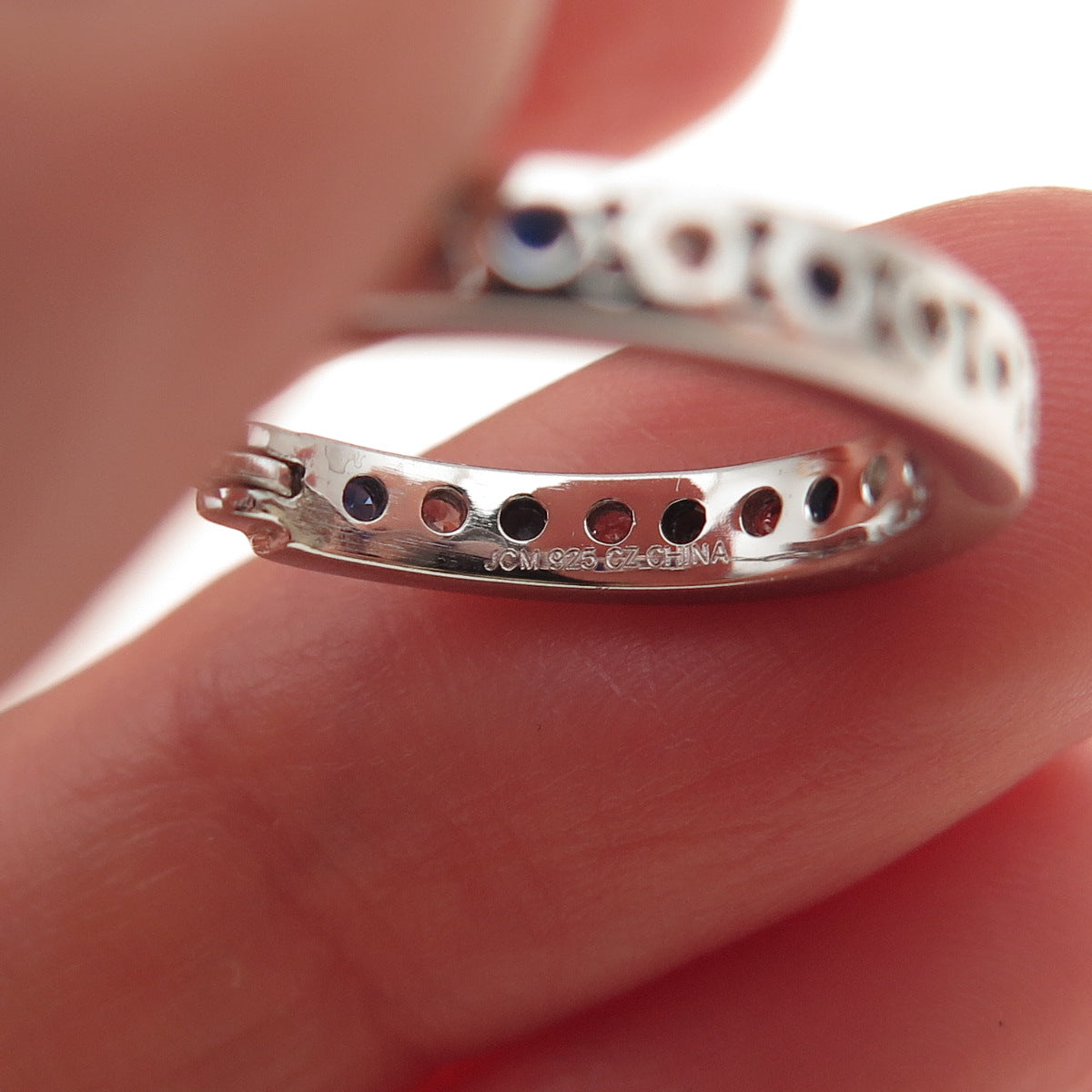 Jacmel Mauritius 925 Sterling Lab-Created Sapphire C Z In & Out Hoop Earrings