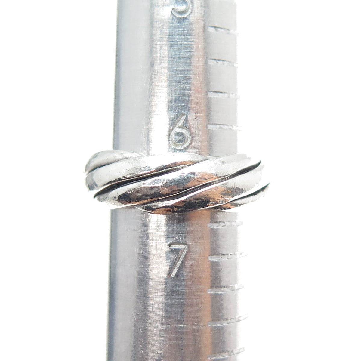 925 Sterling Silver Vintage Mexico Oxidized Braided Band Ring Size 6.75