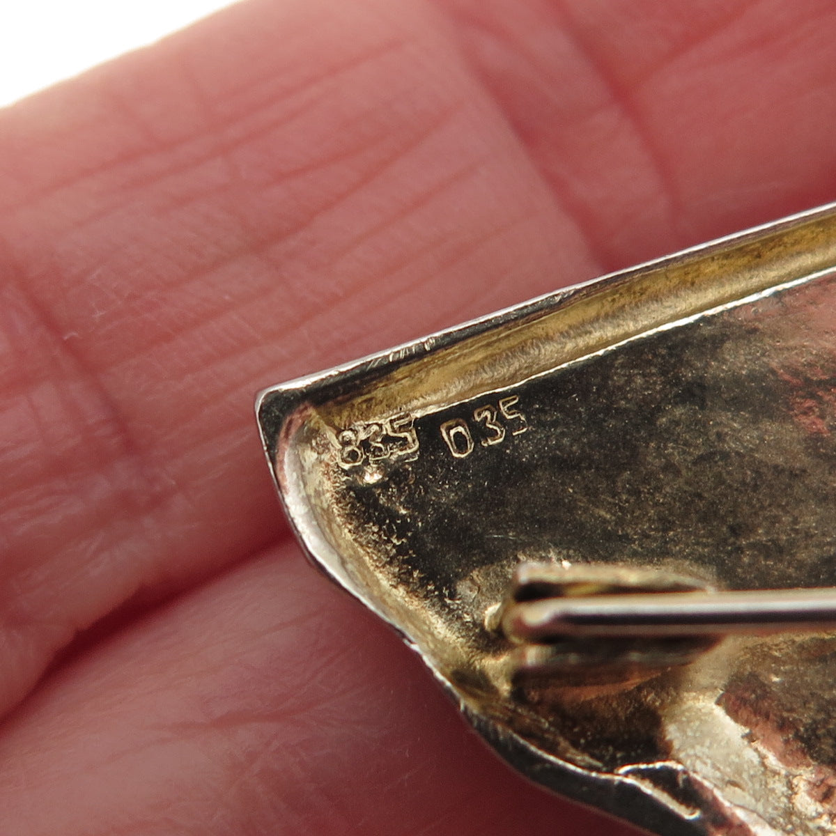 835 Silver Gold Plated Vintage Roman Frieze Pin Brooch