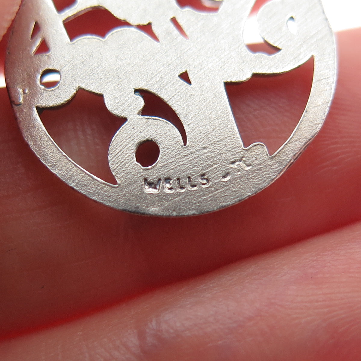 WELLS 925 Sterling Silver Vintage Sweet 16 Oxidized Minimalist Charm Pendant