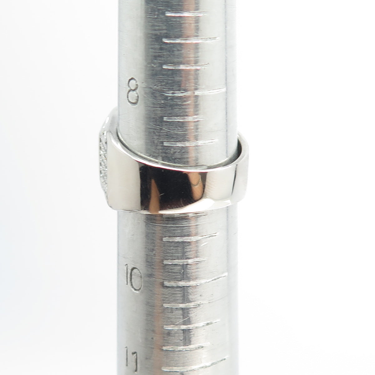 925 Sterling Silver Real Black Onyx Gemstone & C Z Ring Size 9.25