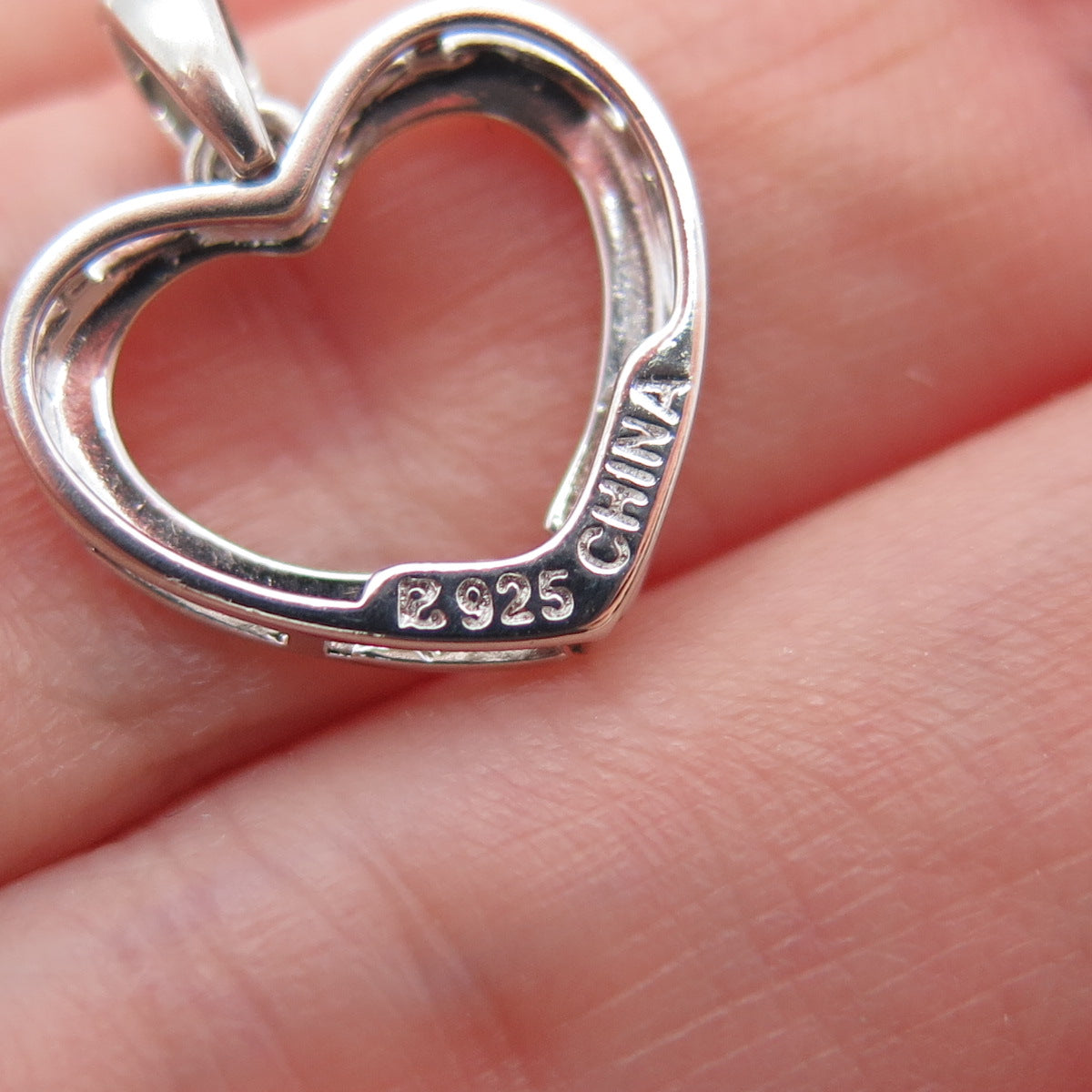 ROSS SIMONS 925 Sterling Silver Real Diamond Heart Minimalist Charm Pendant
