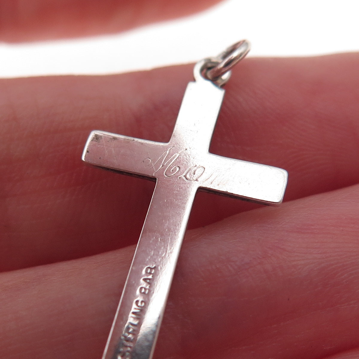 B.A. Ballou 925 Sterling Silver Antique Art Deco Cross Religious Charm Pendant