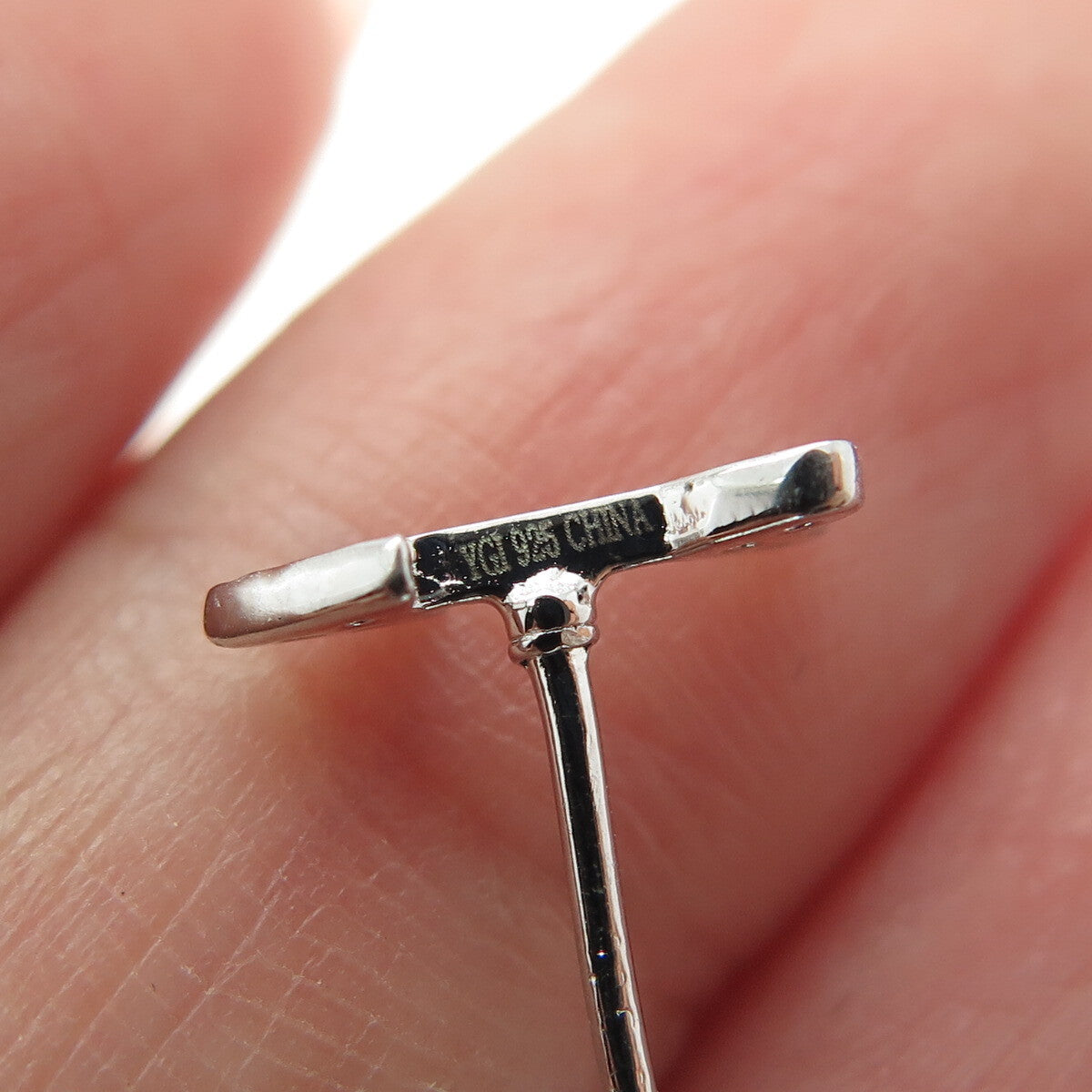 925 Sterling Silver Round-Cut C Z Cupid Arrow Stud Earrings