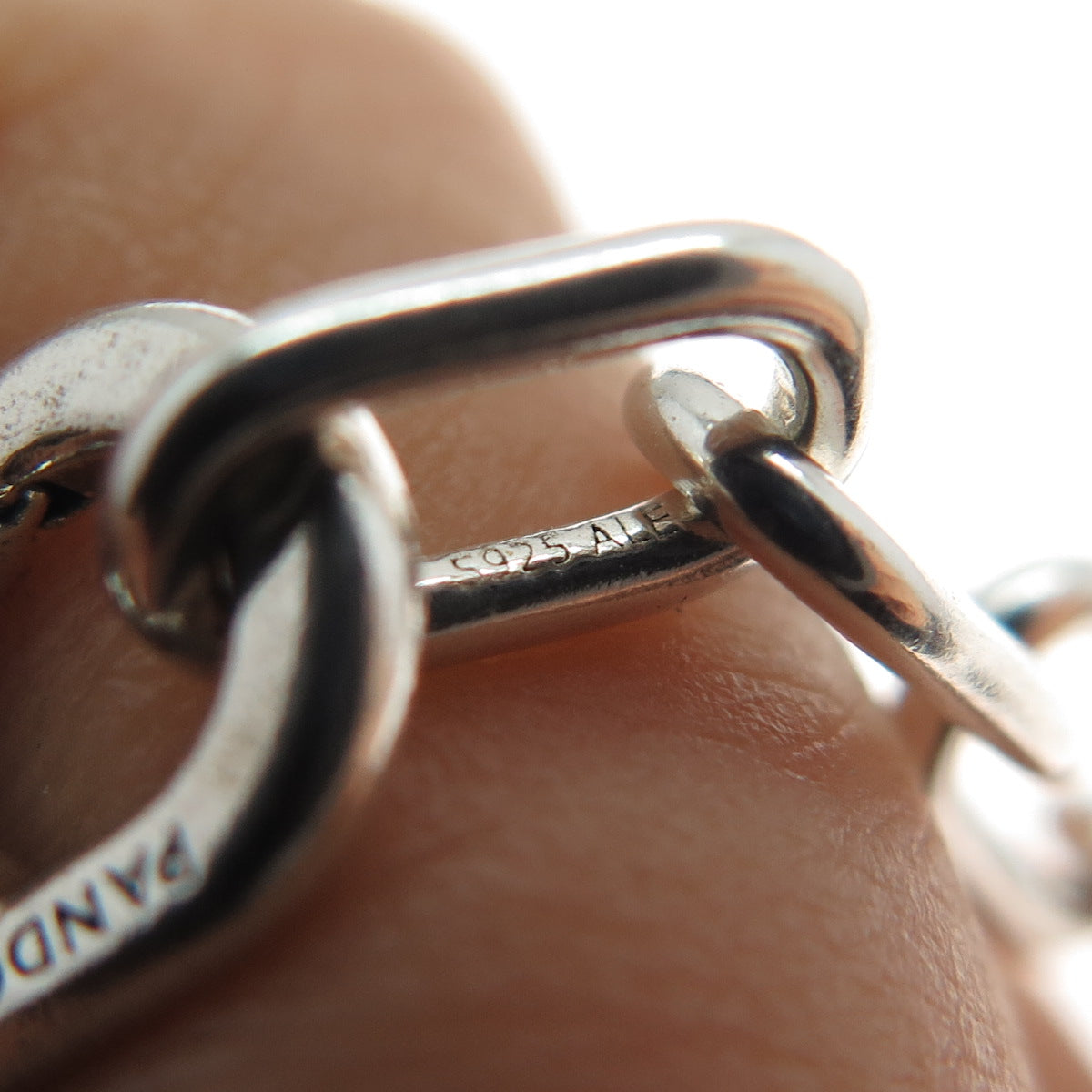 PANDORA 925 Sterling Silver White & Green C Z Clover Bracelet w/ Extension 6-7"