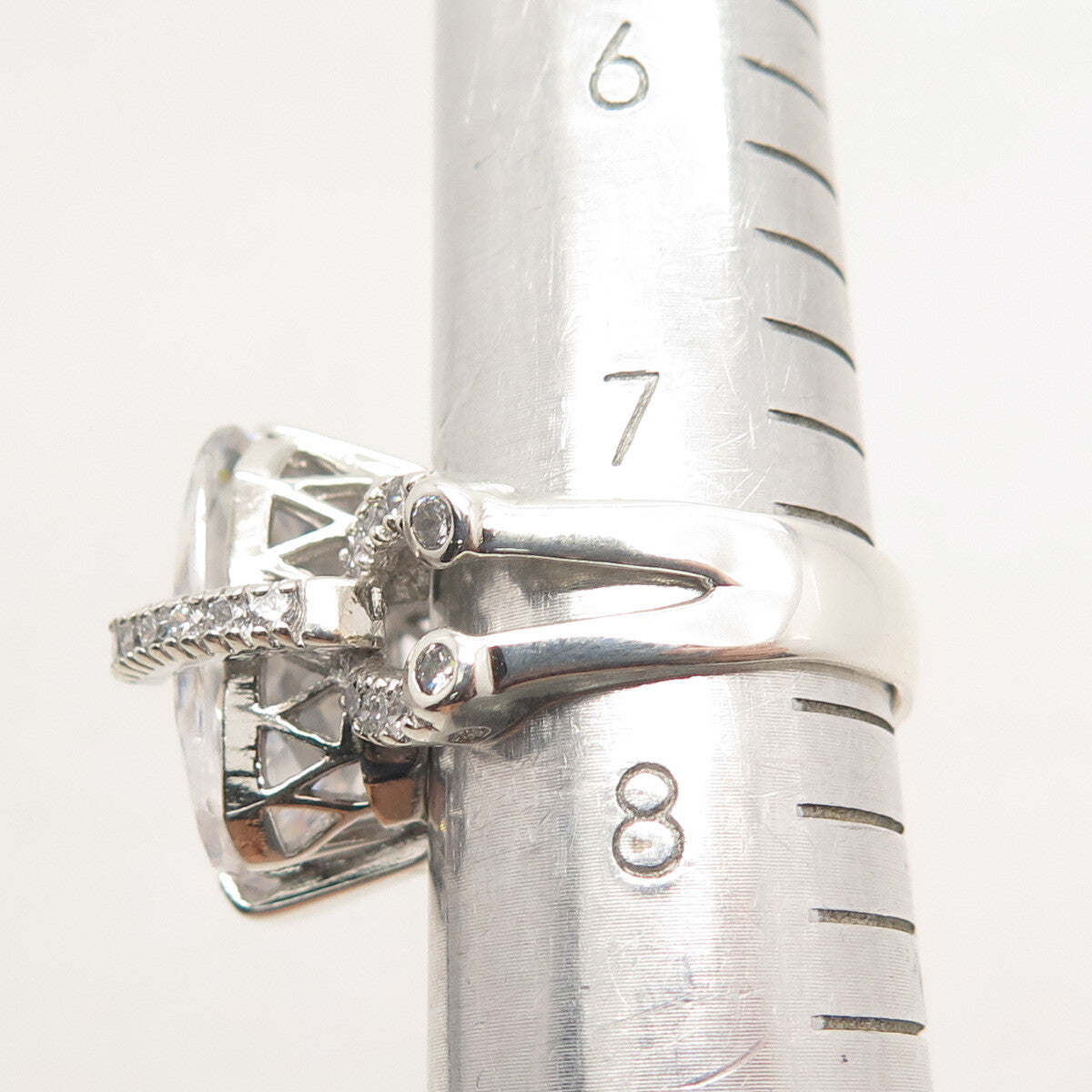 925 Sterling Silver Radiant-Cut C Z Ring Size 7.5