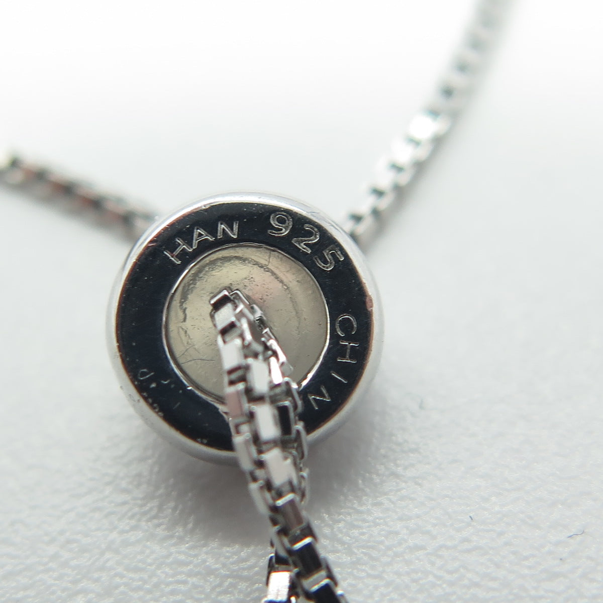 HAN 925 Sterling Silver C Z Tennis Box Link Bracelet 8.75"