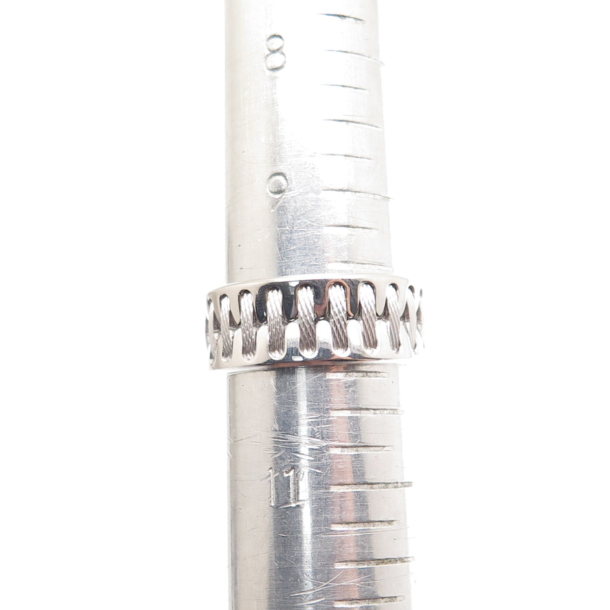 NEOS 925 Sterling Silver Textured Sewing Stitches Band Ring Size 10.25