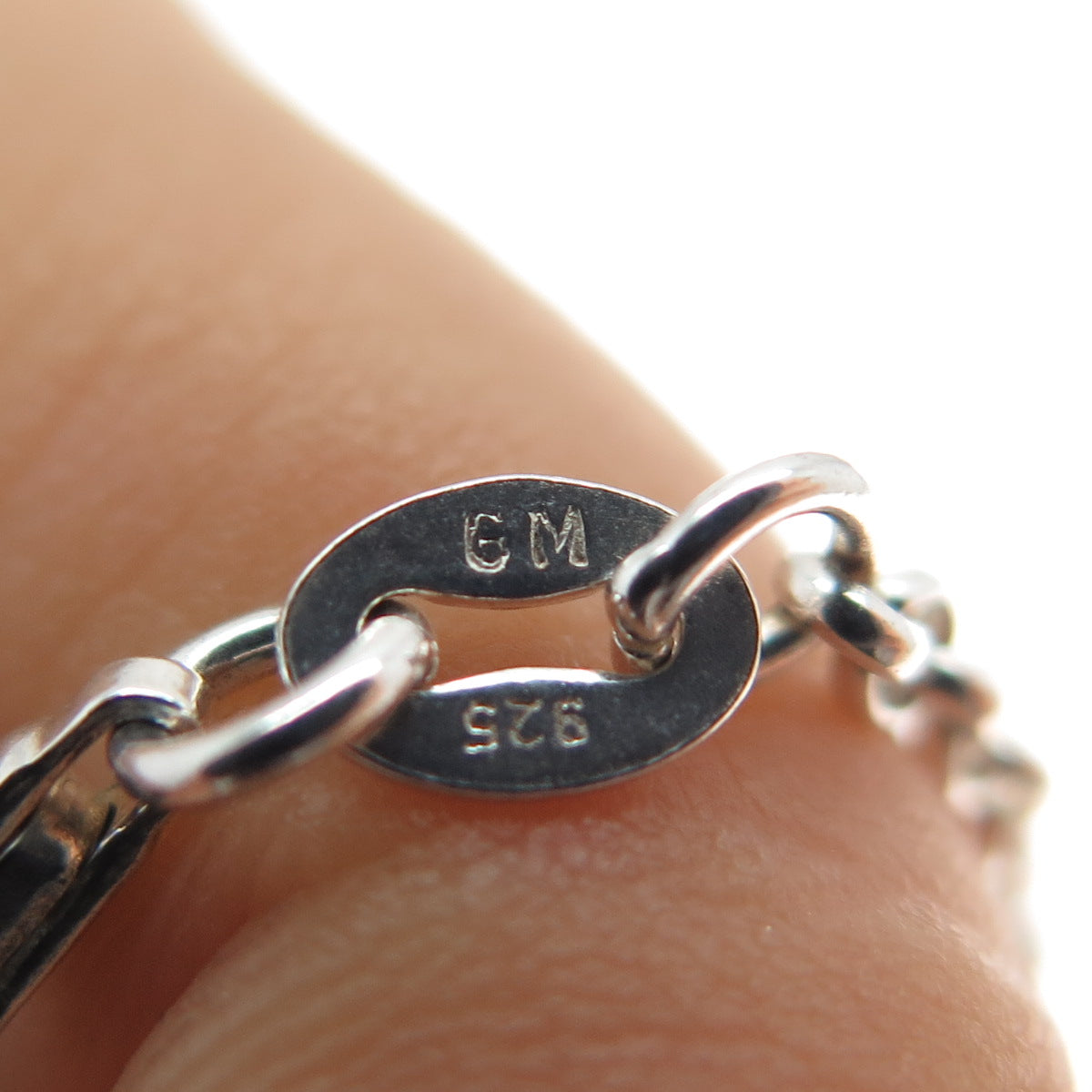 925 Sterling Silver Vintage Key & Heart Charm Rolo Link Anklet / Bracelet 9"