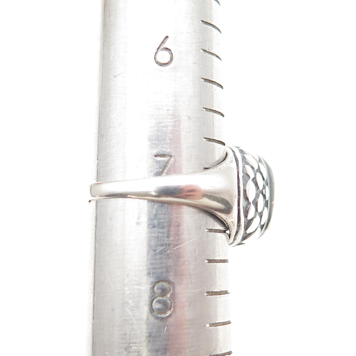 DEE BERKLE Sterling Silver Vintage Real Amethyst Oxidized Dotted Ring Size 7.25