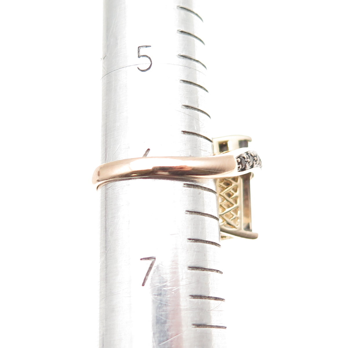 925 Sterling Silver Gold Plated Real Smoky Quartz Bypass Ring Size 6.25