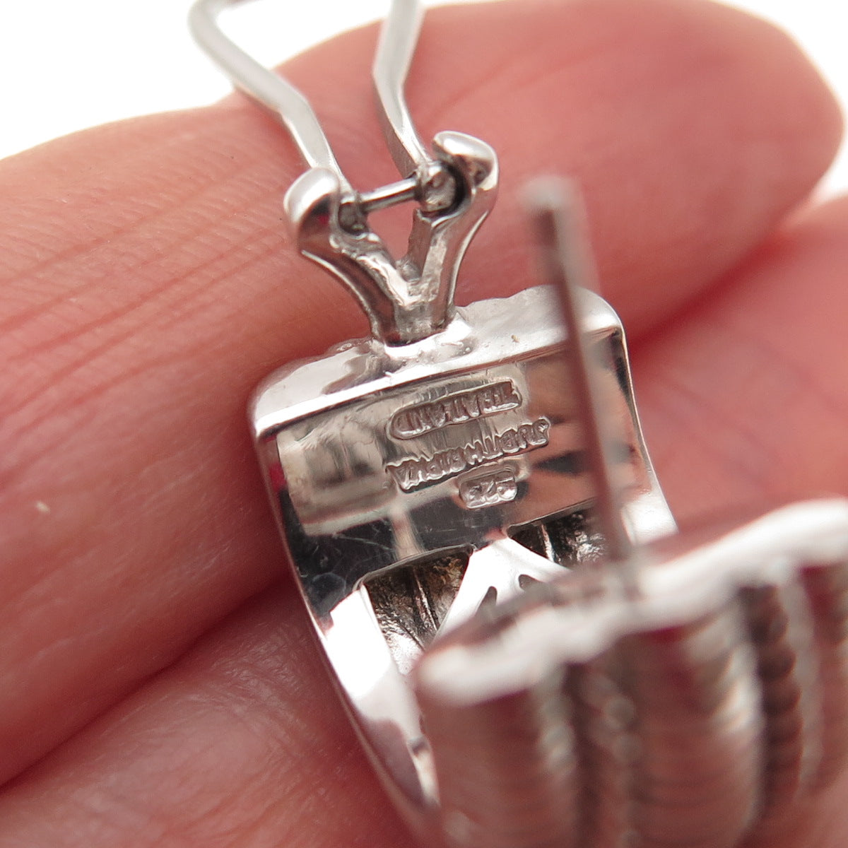 JUDITH RIPKA 925 Sterling Silver Snake Link Omega Back Hoop Earrings