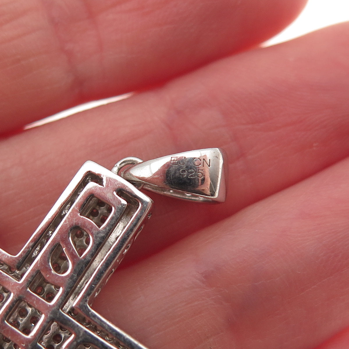 925 Sterling Silver Round-Cut C Z Sparkle Cross Charm Pendant