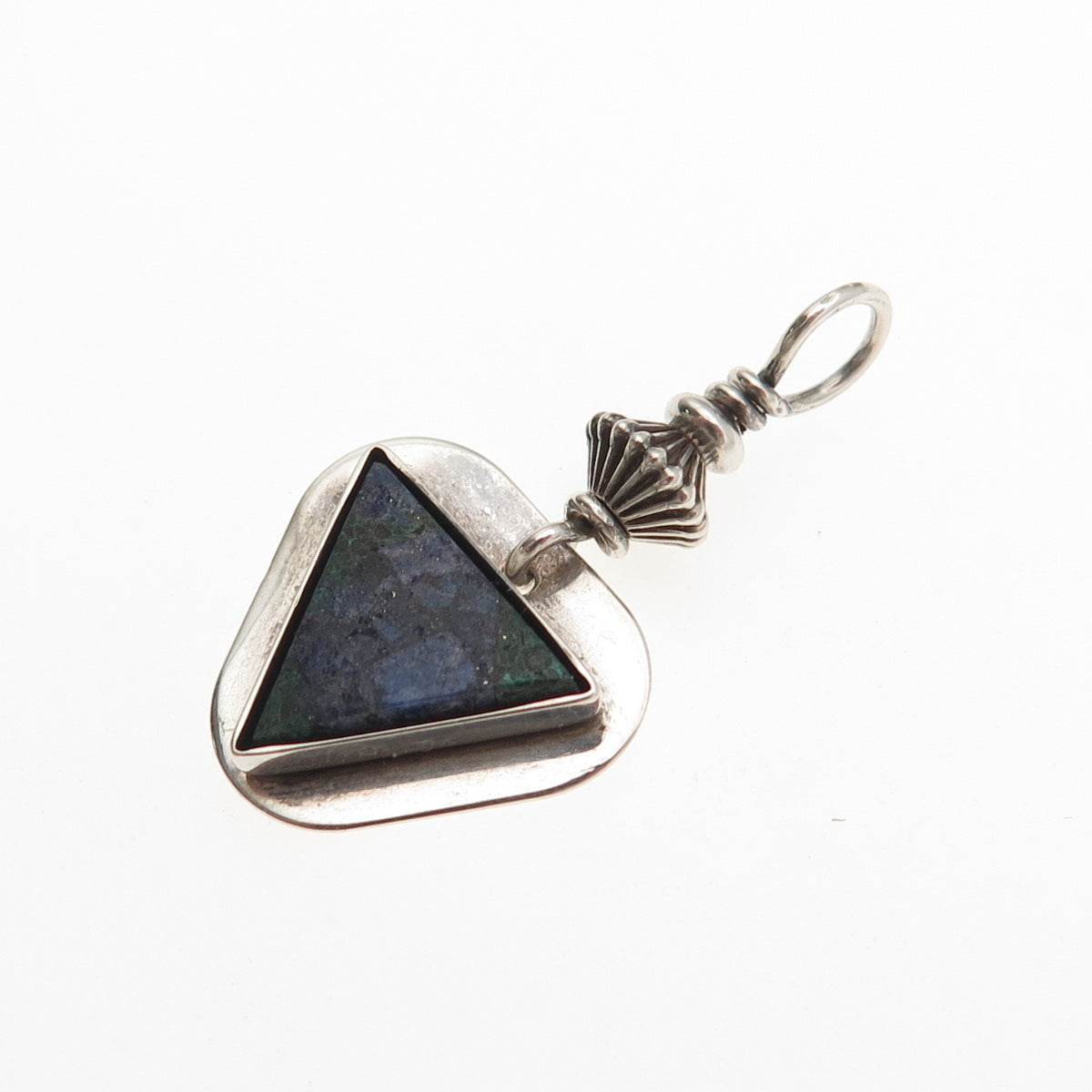 Old Pawn 925 Sterling Silver Vintage Southwestern Azurite Triangle Charm Pendant