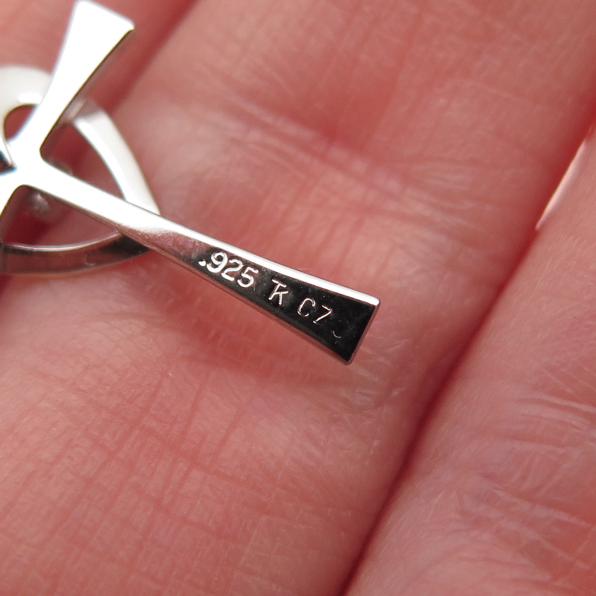 TRU-KAY 925 Sterling Silver 2-Tone C Z Heart Cross Mini Charm Pendant