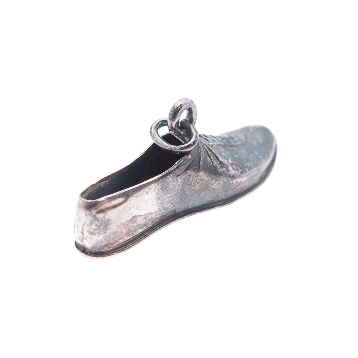 925 Sterling Silver Vintage Golf Shoe Oxidized 3D Charm Pendant
