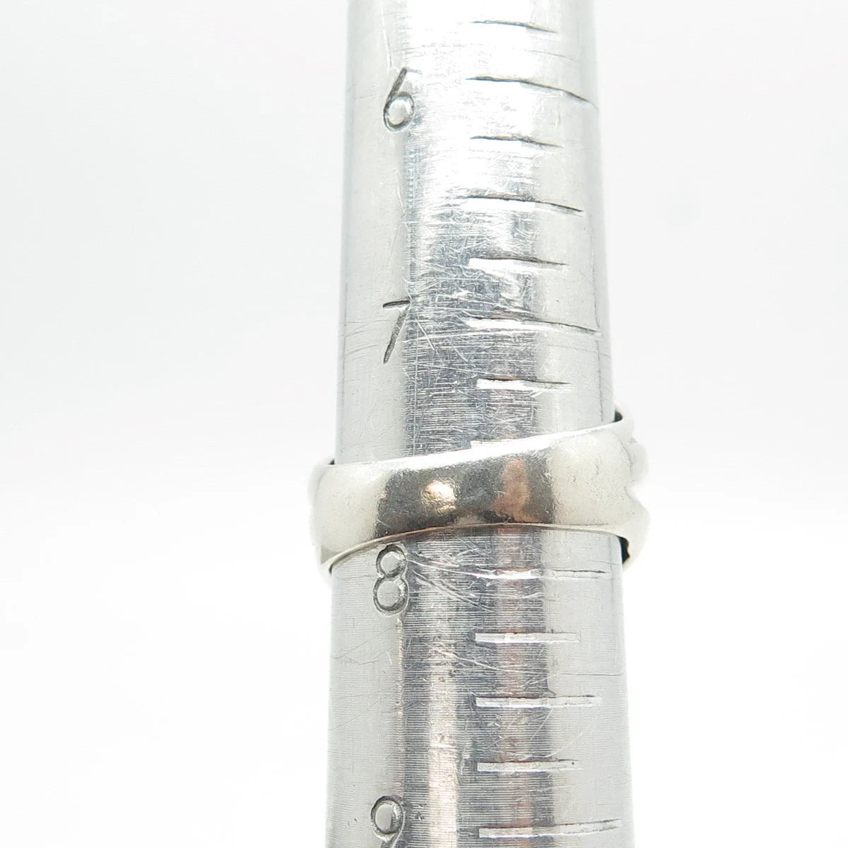925 Sterling Silver Vintage Ribbed Wide Cocktail Ring Size 7.75