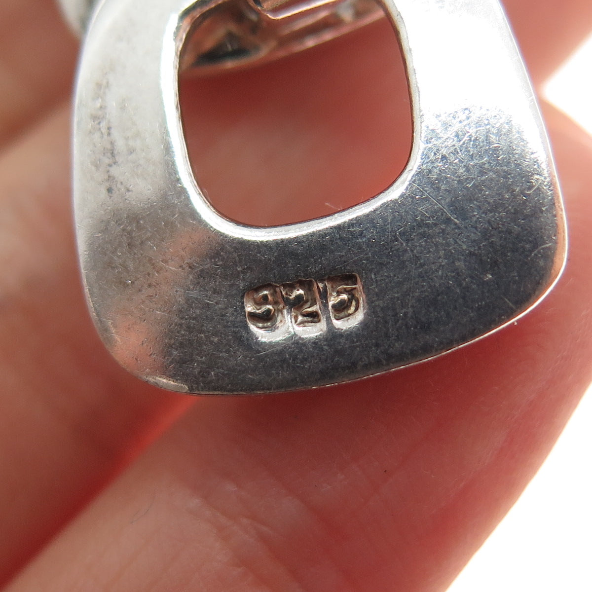 925 Sterling Silver Vintage Modernist Square Drop Pendant