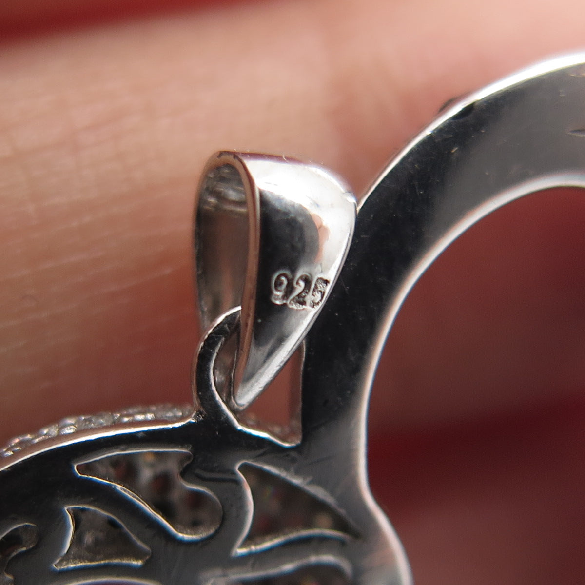 925 Sterling Silver Real Round-Cut Black Spinel & C Z Heart Pendant