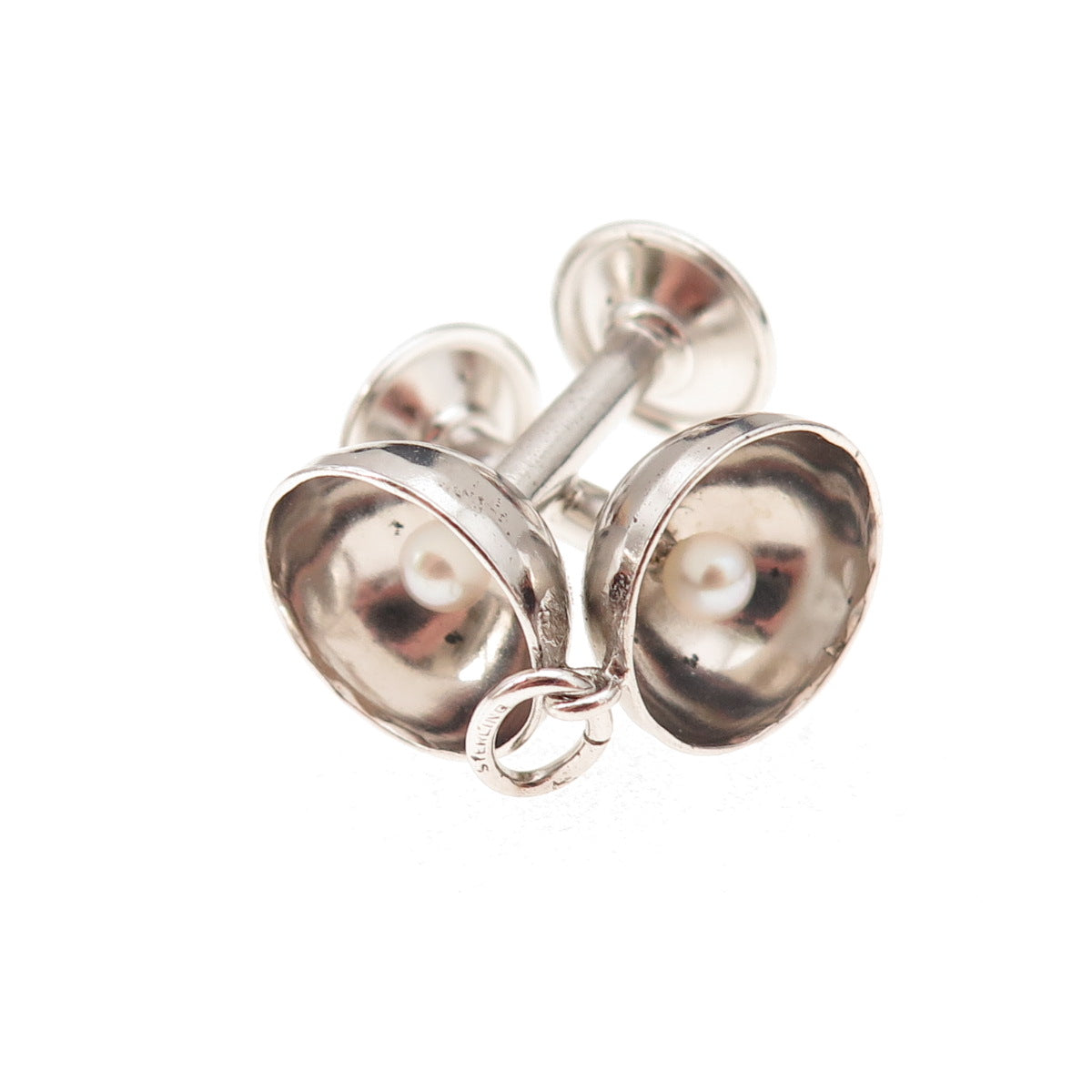 925 Sterling Silver Antique Art Deco Crossed Goblet Cups 3D Charm Pendant