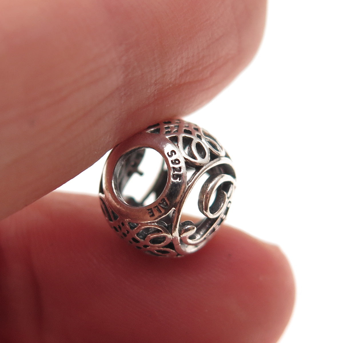 Pandora 925 Sterling Silver C Z Letter F Initial Slide Bead Charm