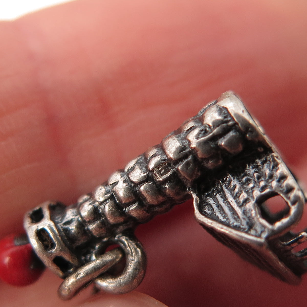 925 Sterling Silver Vintage Enamel Lighthouse Oxidized 3D Charm Pendant