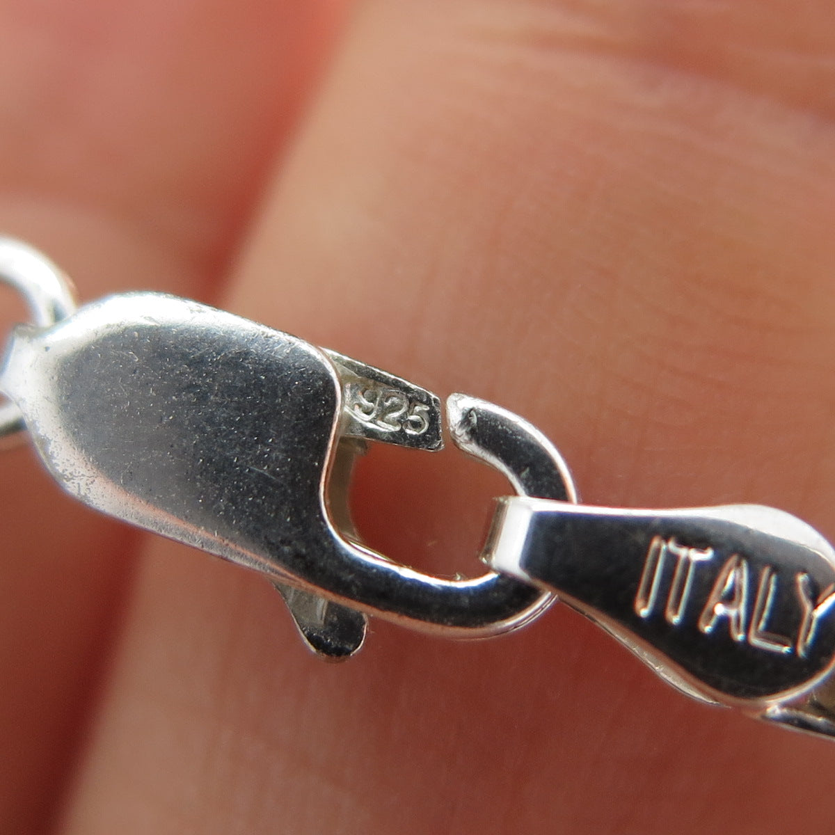 925 Sterling Silver Vintage Italy Box Link Bracelet 6.75"