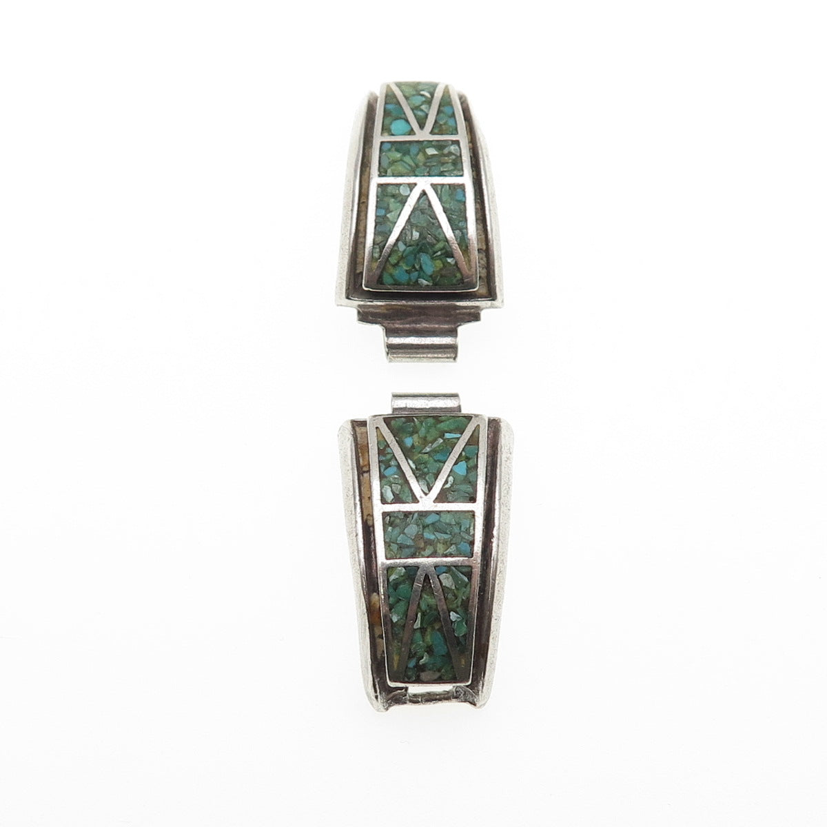 Old Pawn 925 Sterling Silver Vintage Southwestern Turquoise Inlay Watch Band