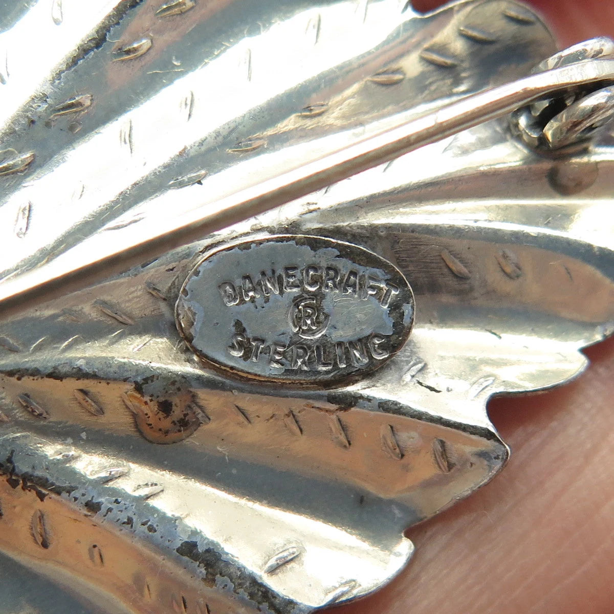 925 Sterling Silver Antique Danecraft Leaf Pin Brooch