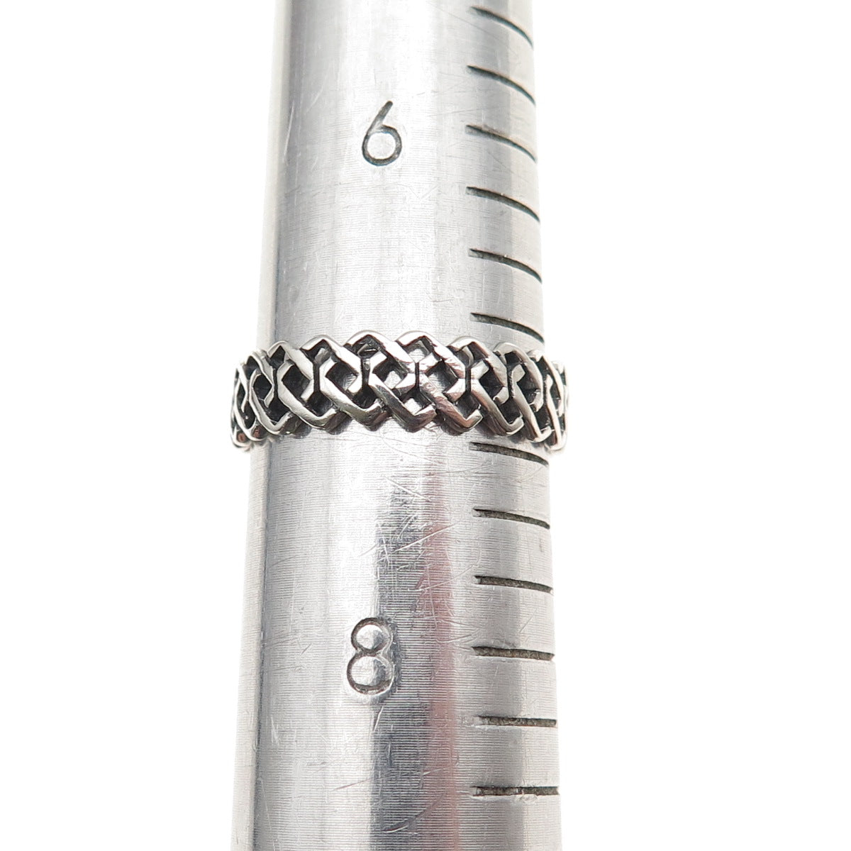 925 Sterling Silver Vintage Celtic Oxidized Band Ring Size 7.25
