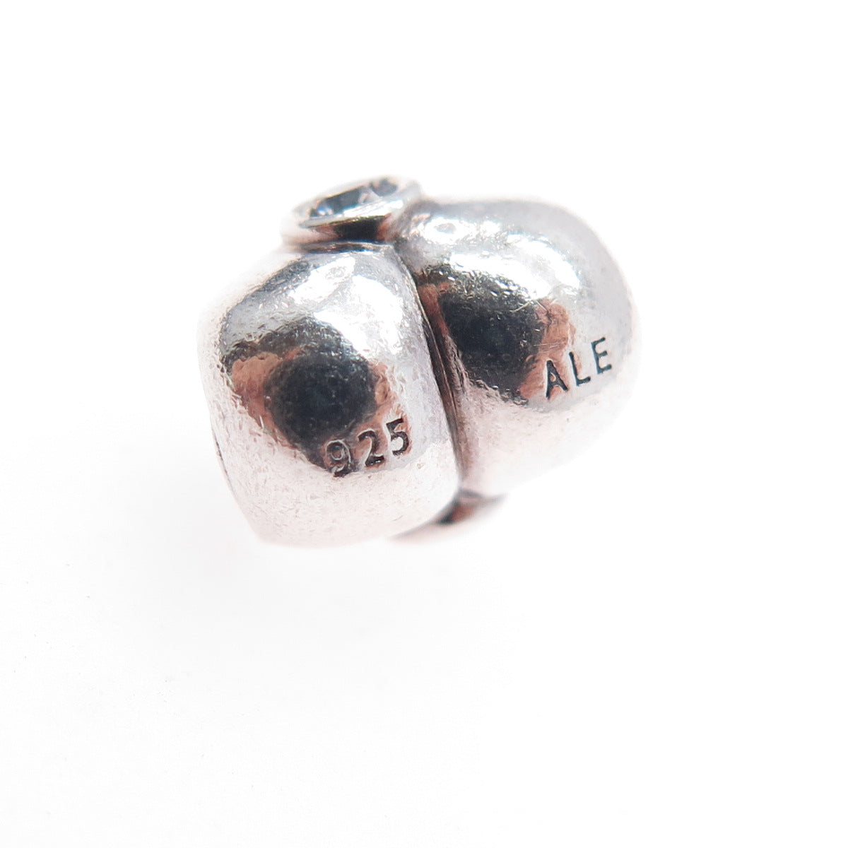 PANDORA 925 Sterling Silver Round-Cut C Z Heart Slide Bead Charm