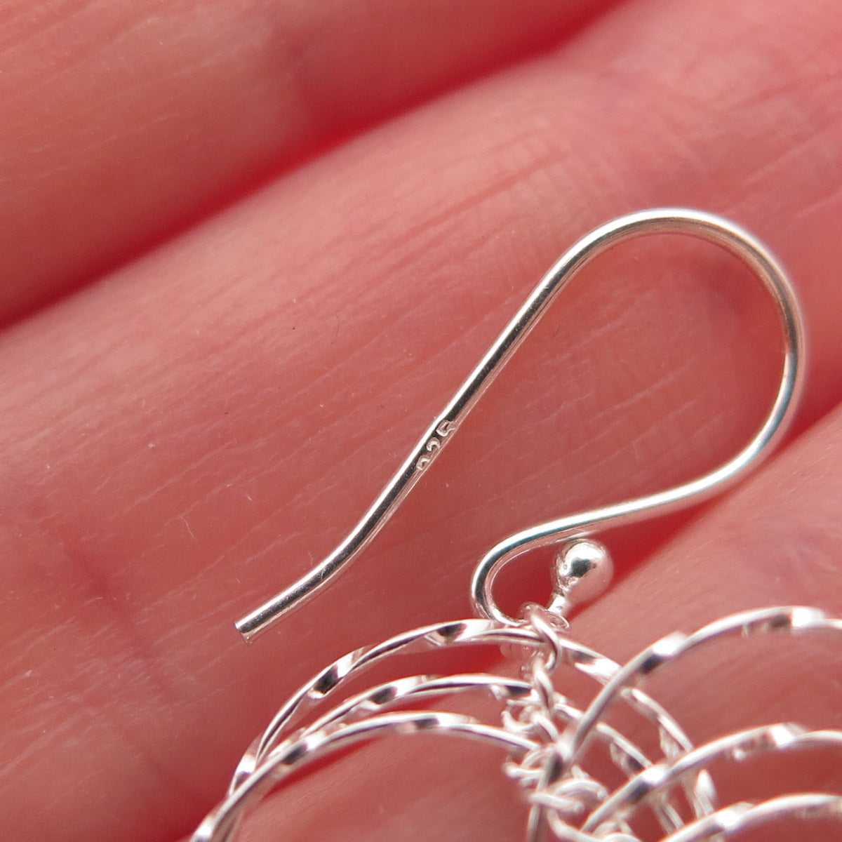 925 Sterling Silver Interlocked Circle Dangle Earrings